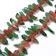 Natural Quartz Crystal Dyed Beads Strands, Nuggets, Dark Green, 15~45x10~15x8~10mm, Hole: 1mm, about 36~37pcs/strand, 32.5~33cm(G-I345-02B)