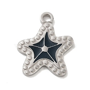 304 Stainless Steel Enamel Pendants, Laser Cut, Star Charm, Stainless Steel Color, 16x13.5x1.5mm, Hole: 1.8mm(STAS-Q301-03P)