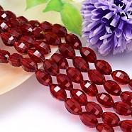 Faceted Oval Imitation Austrian Crystal Bead Strands, Grade AAA, Dark Red, 13x10mm, Hole: 0.9~1mm, about 30pcs/strand, 15.7 inch(G-M188-13x10mm-05A)