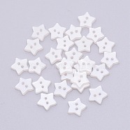 Resin Button, Mixed Dyed and Undyed, 2-hole, Star, White, 12x12x2.2mm, Hole: 1.2mm(RESI-WH0024-51)