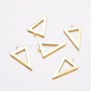 Rack Plating Brass Pendants,  Inverted Triangle, Golden, 28x18x1mm, Hole: 1.4mm(KK-D530-05G)