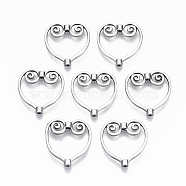 Tibetan Style Alloy Bead Frames, Heart, Cadmium Free & Lead Free, Antique Silver, 20x20x3mm, Hole: 1mm, about 850pcs/1000g(TIBEB-N005-036AS-RS)