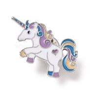 Unicorn Enamel Pin, Platinum Plated Alloy Badge for Backpack Clothes, Colorful, 18x34x1.5mm(JEWB-G012-E03)