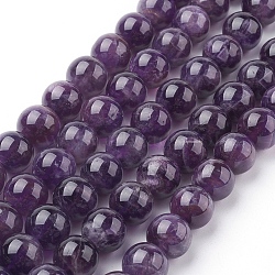 Natural Amethyst Beads Strands, Round, Indigo, 10mm, Hole: 1mm(X-G-G099-10mm-1)