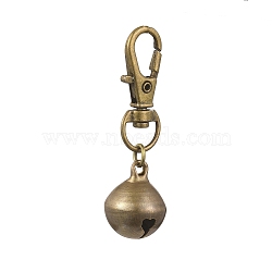 Iron Bell Pendant Decorations, Swivel Lobster Claw Clasps Charms for Backpack Key Chain Ornaments, Antique Bronze, 51mm(HJEW-JM02453)