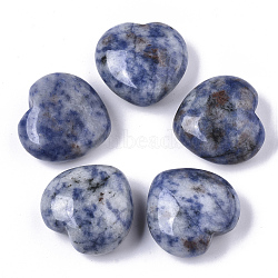 Natural Blue Spot Jasper Healing Stones, Heart Love Stones, Pocket Palm Stones for Reiki Balancing, 29~30x30~31x12~15mm(G-R418-25-1)