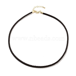 Braided Round Imitation Leather Bracelets Making, with Golden Tone Stainless Steel Lobster Claw Clasps, Coffee, 17-1/8 inch(43.6cm)(BJEW-H610-01G-09)