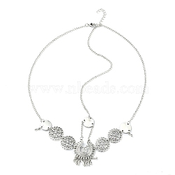 Bohemian Women Tassel Head Chain, Headpiece, with Iron and Alloy Findings, Forehead Dance Headbands Hair Wedding Jewelry, Antique Silver, 55.5cm, Pendant: 8x3mm(X-OHAR-WH0005-05AS)