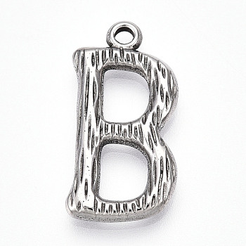 Brass Pendants, Letter A~Z, Letter B, 23x11.5x3mm, Hole: 1.6mm