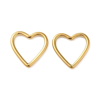 304 Stainless Steel Linking Rings, Heart, Real 18K Gold Plated, 12x12x1mm, Inner Diameter: 8x9mm
