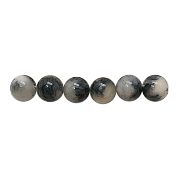 Natural White Jade Beads Strands, Dyed, Round, Dark Gray, 6mm, Hole: 1mm, about 68pcs/strand, 16 inch