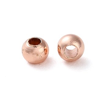 Rack Plating Brass Spacer Beads, Long-Lasting Plated, Lead Free & Cadmium Free, Round, Rose Gold, 3x2.8mm, Hole: 1mm