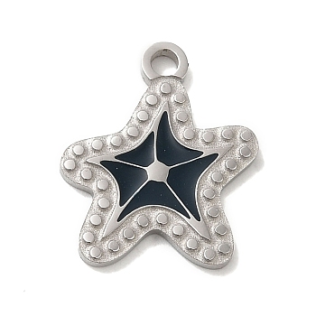 304 Stainless Steel Enamel Pendants, Laser Cut, Star Charm, Stainless Steel Color, 16x13.5x1.5mm, Hole: 1.8mm