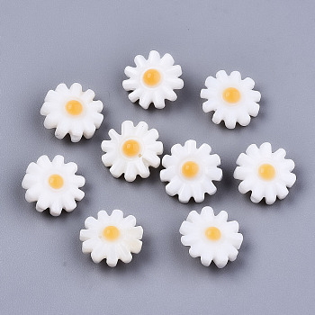 Natural Freshwater Shell Beads, Flower, Seashell Color, 10x4.5mm, Hole: 0.8mm.