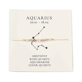 Natural Gemstone Constellation Beaded Bracelets, Aquarius, Colorful, 11 inch(28cm)