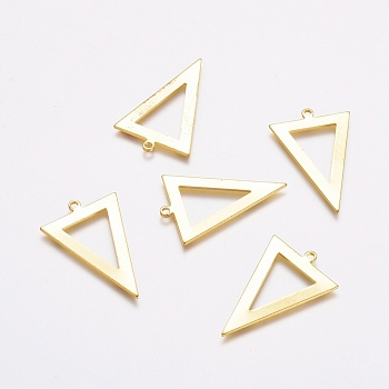 Rack Plating Brass Pendants,  Inverted Triangle, Golden, 28x18x1mm, Hole: 1.4mm