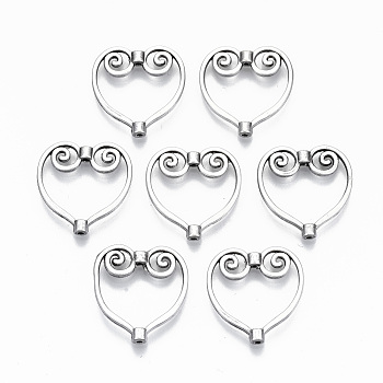 Tibetan Style Alloy Bead Frames, Heart, Cadmium Free & Lead Free, Antique Silver, 20x20x3mm, Hole: 1mm, about 850pcs/1000g