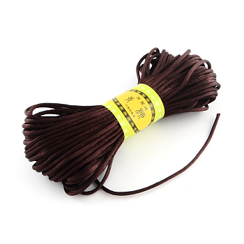 Polyester Rattail Satin Cord, for Chinese Knotting, Jewelry Making, Coconut Brown, 2mm, about 21.87 yards(20m)/bundle, 6bundles/bag