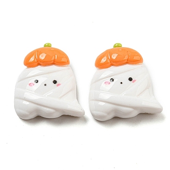 Halloween Opaque Resin Decoden Cabochons, White, Ghost, 23.5x20.5x7mm