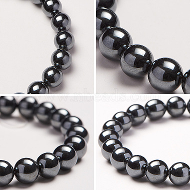 Non-magnetic Synthetic Hematite Round Beads Stretch Bracelets(BJEW-PH0001-8mm-22)-4
