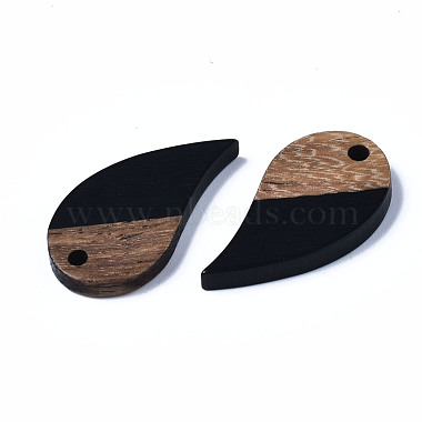 Opaque Resin & Walnut Wood Pendants(RESI-T035-30B)-3