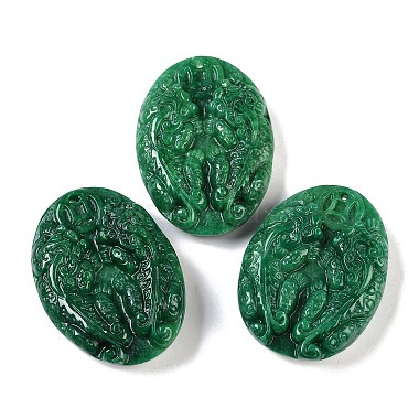 Dark Green Oval Myanmar Jade Pendants