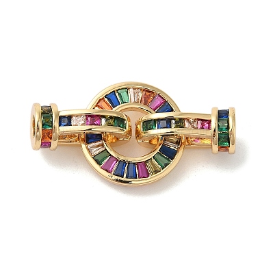 Real 18K Gold Plated Colorful Ring Brass Fold Over Clasps