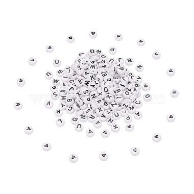 200 pièces 2 perles en émail acrylique blanc style(SACR-YW0001-04)-2