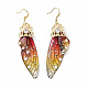 Resin Butterfly Wing Dangle Earrings with Clear Cubic Zirconia(EJEW-G302-01G)-2