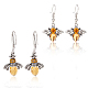 2 Pairs 2 Style Chocolate Glass Bees Dangle Earrings(EJEW-AN0002-88)-1