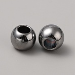 CCB Plastic European Beads, Large Hole Beads, Round, Gunmetal, 12x9.8mm, Hole: 5.8mm, 50pcs/bag(CCB-TAC0004-01E-B)