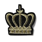 Crown Pattern Computerized Embroidery Cloth Iron On/Sew On Patches, Costume Accessories, Black, 48x46x1.7mm(PATC-WH0010-11B)