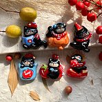Opaque Resin Cabochons, Cat Shape, Mixed Color, 24.5~25.5x19~23x8.5~9mm(RESI-Z050-03)