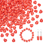 2 Bags Handmade Polymer Clay Spacer Beads, Heart with LOVE Word, Red, 8x9x4mm, Hole: 1.8mm(CLAY-PA0001-33B)