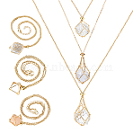 6Pcs 3 Styles 304 Stainless Steel Macrame Pouch Braided Gemstone Holder, Adjustable Pendant Necklace Making, with Curb Chains & Lobster Claw Clasps, Golden, 16~23-3/4 inch(40.5~60.5cm), 2pcs/style(NJEW-DC00002)