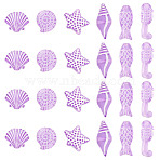 100G Ocean Theme Transparent Acrylic Beads, Mixed Shapes, Dark Orchid, 11~17x6~14x4~4.5mm, Hole: 1.5mm, 100g/bag(MACR-TA0001-80B)