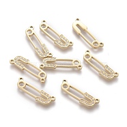 316 Surgical Stainless Steel Micro Pave Cubic Zirconia Pendants, Safety Pin Shapes, Golden, 18x5.5x1.3mm, Hole: 1mm(STAS-I164-026G)
