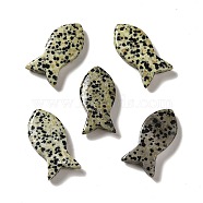 Natural Dalmatian Jasper Pendants, Fish Charms, 39x20x7~7.5mm, Hole: 2.3mm(G-G932-B10)