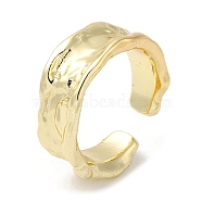 Brass Open Cuff Rings, Textured Wide Band Ring for Women, Real 18K Gold Plated, US Size 6 3/4(17.1mm), 6~8mm(RJEW-Q778-21G)