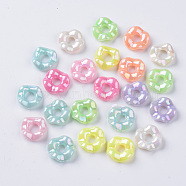 Opaque Acrylic Beads, AB Color Plated, Wave Flat Round, Mixed Color, 13x3.5mm, Hole: 4mm, about 1850pcs/500g(MACR-Q239-011)