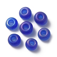 Transparent Frosted Glass Beads, Rondelle, Blue, 5x3.5mm, Hole: 1.2mm, about 2400pcs/200g(FGLA-TAC0008-08A)
