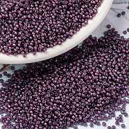 MIYUKI Round Rocailles Beads, Japanese Seed Beads, (RR386) Fancy Lined Aubergine, 15/0, 1.5mm, Hole: 0.7mm, about 250000pcs/pound(SEED-G009-RR0386)