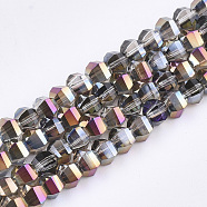 Electroplate Glass Beads Strands, Faceted, Round, Colorful, 4~4.5x3.5mm, Hole: 1mm, about 100pcs/strand, 13.7 inch(EGLA-S176-07B-B03)