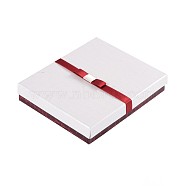 Rectangle Jewelry Set Cardboard Boxes, with Sponge and Ribbon, White, 16x13x3cm(CBOX-TA0001-01)