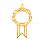 Alloy Open Back Bezel Pendants, For DIY UV Resin, Epoxy Resin, Pressed Flower Jewelry, Medal, Golden, 62x34x2mm, Hole: 3mm(PALLOY-WH0091-38G)