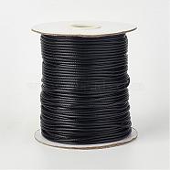 Eco-Friendly Korean Waxed Polyester Cord, Macrame Artisan String for Jewelry Making, Black, 2mm, about 90yards/roll(80m/roll)(YC-P002-2mm-1106)