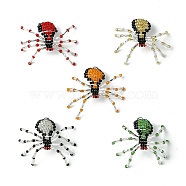 Handmade MIYUKI Round Rocailles Seed Loom Pattern, Spider Pendants, Mixed Color, 43x45x25mm, Hole: 4mm(PALLOY-MZ00206)