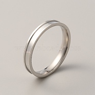 201 Stainless Steel Grooved Finger Ring for Men Women, Stainless Steel Color, US Size 14(23mm)(RJEW-WH0009-04H-P)