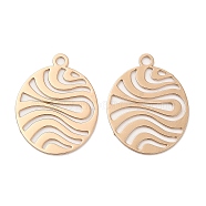 Long-Lasting Plated Brass Pendants, Hollow, Oval Charm, Light Gold, 16x12.5x0.3mm, Hole: 1.2mm(KK-K336-16KCG)