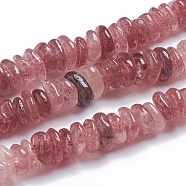 Natural Strawberry Quartz Beads Strands, Chip, 11~17x9~11x2~4mm, Hole: 0.9mm, about 124pcs/strand, 15.75 inch(40cm)(G-G841-B04)